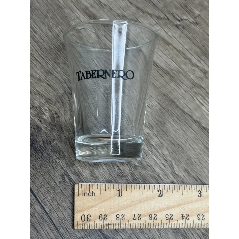 Tabernero Pisco Shot‎ Glasses Set of 4 Clear Glass Barware Logo 3.5 Inch